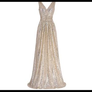 Gold Sparkly Bridesmaid/Holiday/Formal Gown Dress